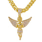XL Iced Angel Pendant with 9mm Solid Cuban Chain 30" - HC-6032**