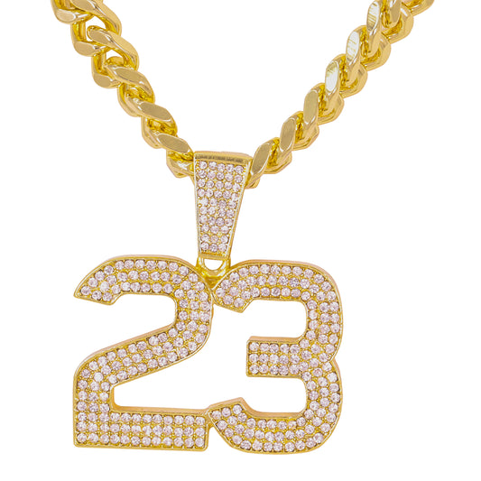 XL Iced Basketball Pendant with 9mm Solid Cuban Chain 30" - HC-6033