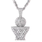 XL Iced Basketball Pendant with 9mm Solid Cuban Chain 30" - HC-6034