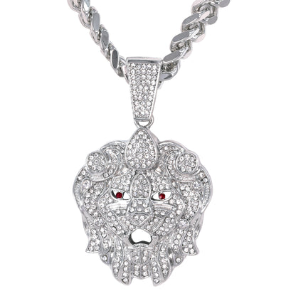 XL Iced Lion Pendant with 9mm Solid Cuban Chain 30" - HC-6037