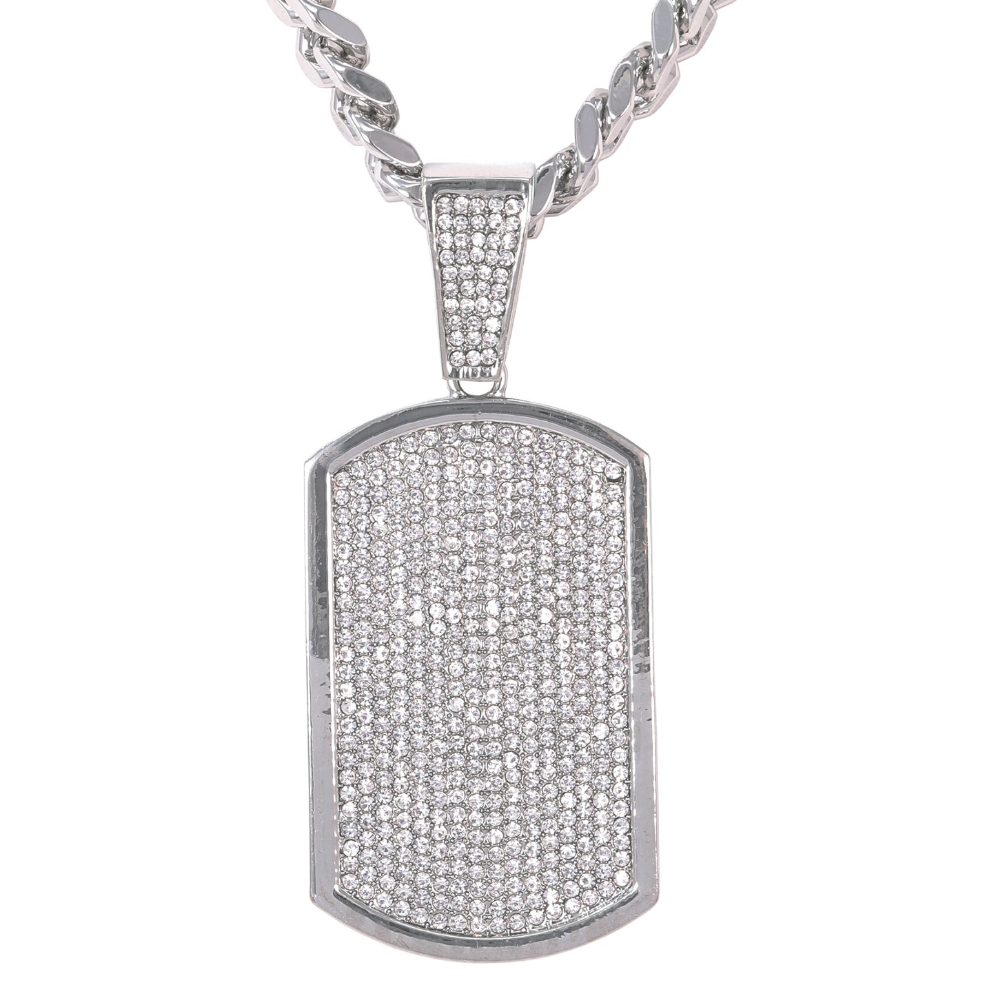 XL Iced Tag Pendant with 9mm Solid Cuban Chain 30" - HC-6038**