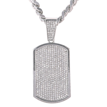 XL Iced Tag Pendant with 9mm Solid Cuban Chain 30" - HC-6038**