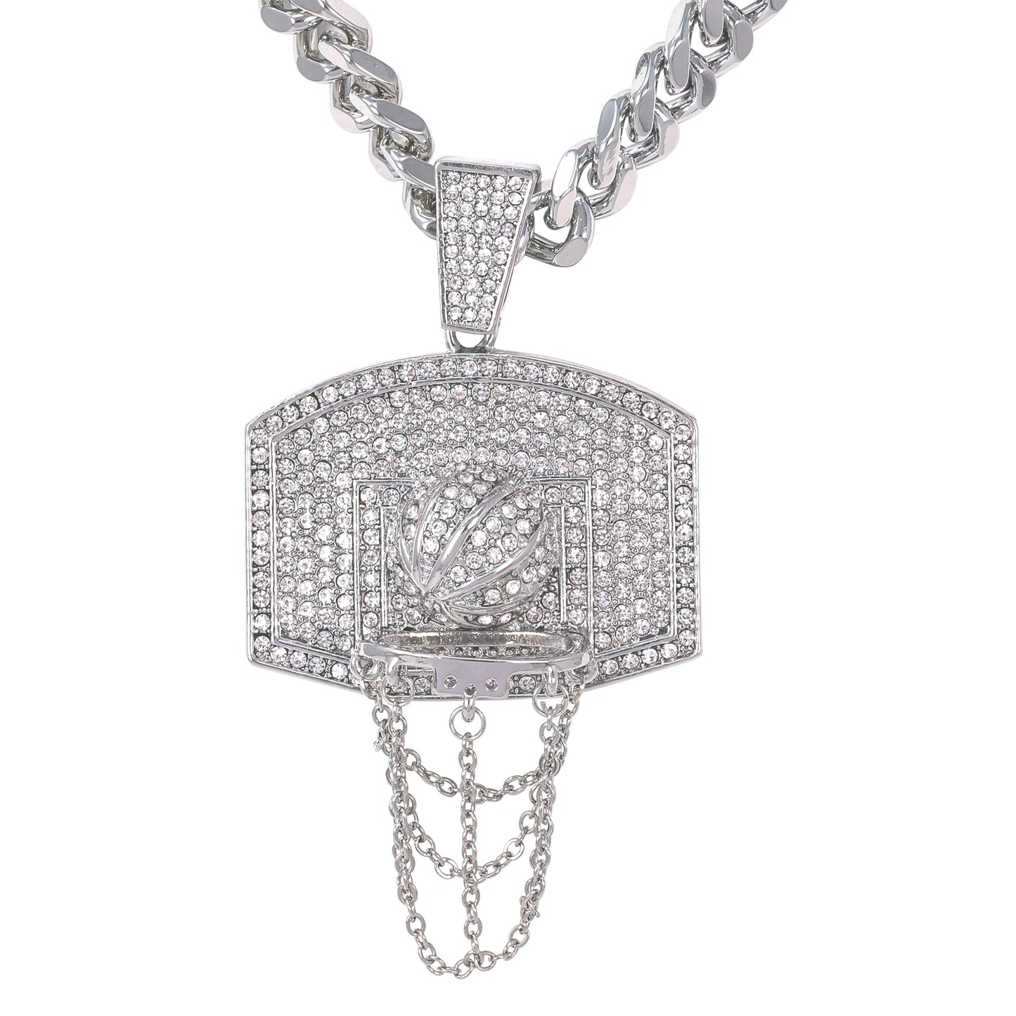 XL Iced Basketball Pendant with 9mm Solid Cuban Chain 30" - HC-6039**