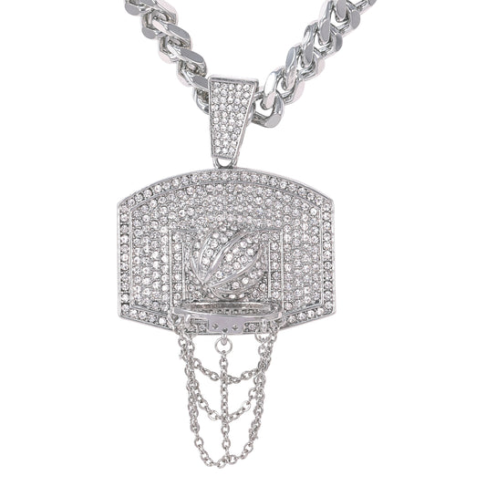 XL Iced Basketball Pendant with 9mm Solid Cuban Chain 30" - HC-6039**