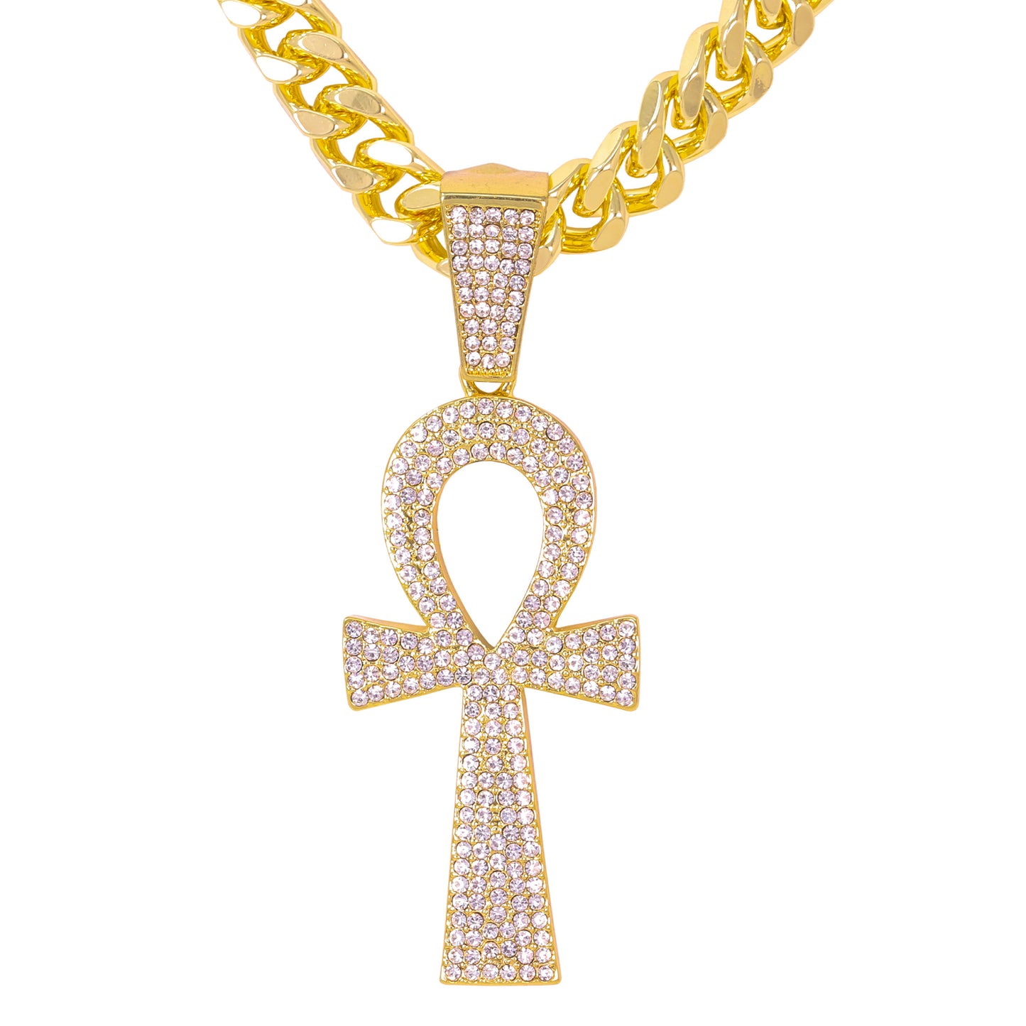 XL Iced Cross Pendant with 9mm Solid Cuban Chain 30" - HC-6042