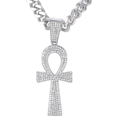 XL Iced Cross Pendant with 9mm Solid Cuban Chain 30" - HC-6042