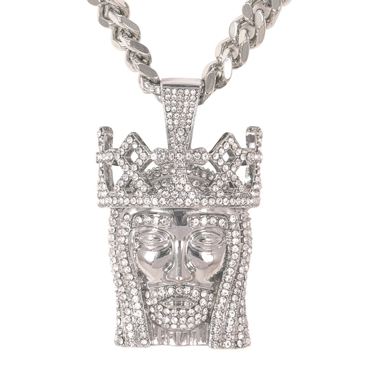 XL Iced Jesus Pendant with 9mm Solid Cuban Chain 30" - HC-6044