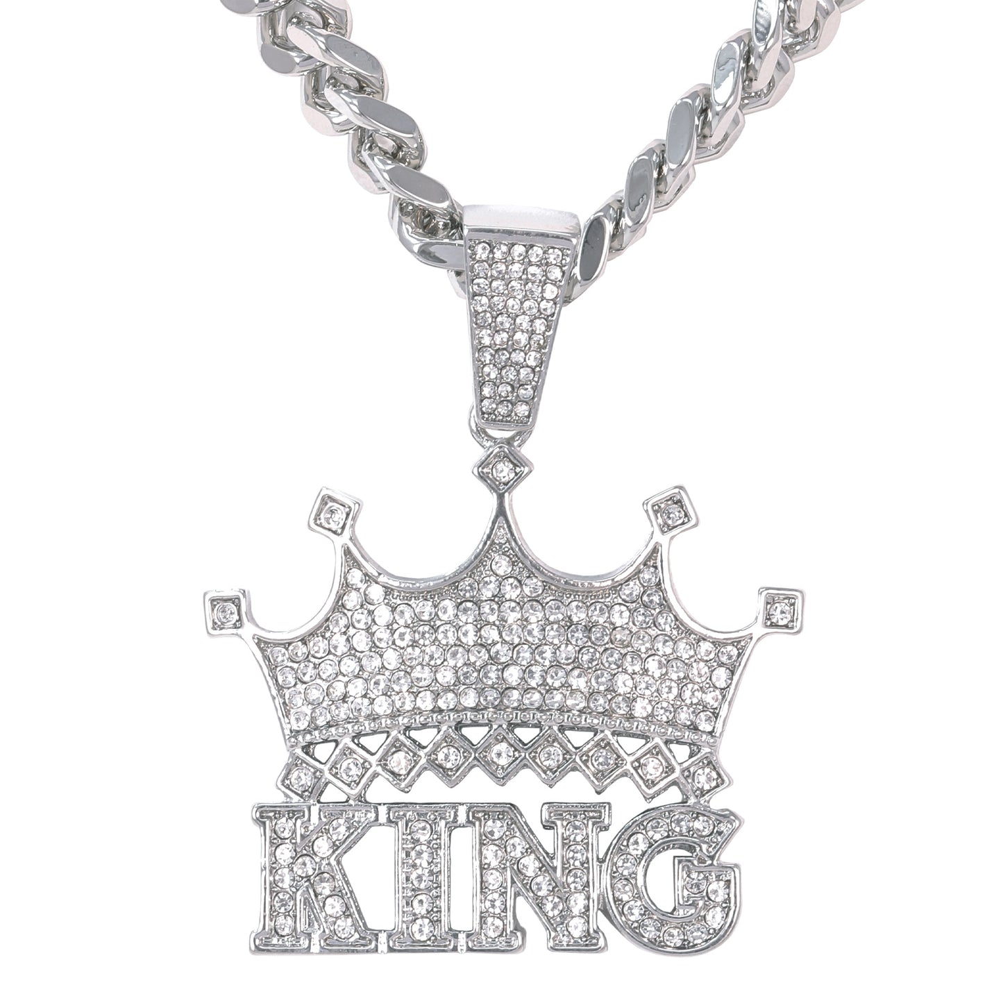 XL Iced King Pendant with 9mm Solid Cuban Chain 30" - HC-6047