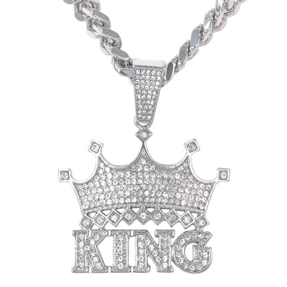 XL Iced King Pendant with 9mm Solid Cuban Chain 30" - HC-6047