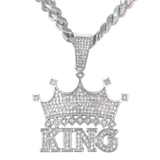 XL Iced King Pendant with 9mm Solid Cuban Chain 30" - HC-6047