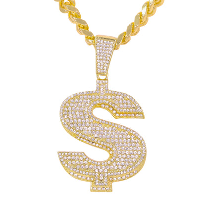 XL Iced Money Pendant with 9mm Solid Cuban Chain 30" - HC-6048