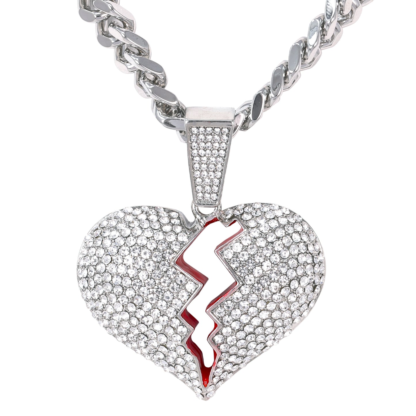 XL Iced Love Pendant with 9mm Solid Cuban Chain 30" - HC-6049