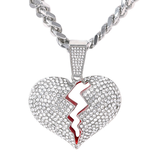 XL Iced Love Pendant with 9mm Solid Cuban Chain 30" - HC-6049
