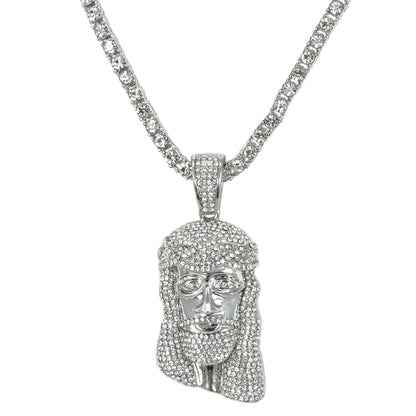 Iced Jesus Pendant with 3.5mm Tennis Chain 24" - HC-701