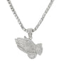 Iced Praying Hands Pendant with 3.5mm Tennis Chain 24" - HC-703