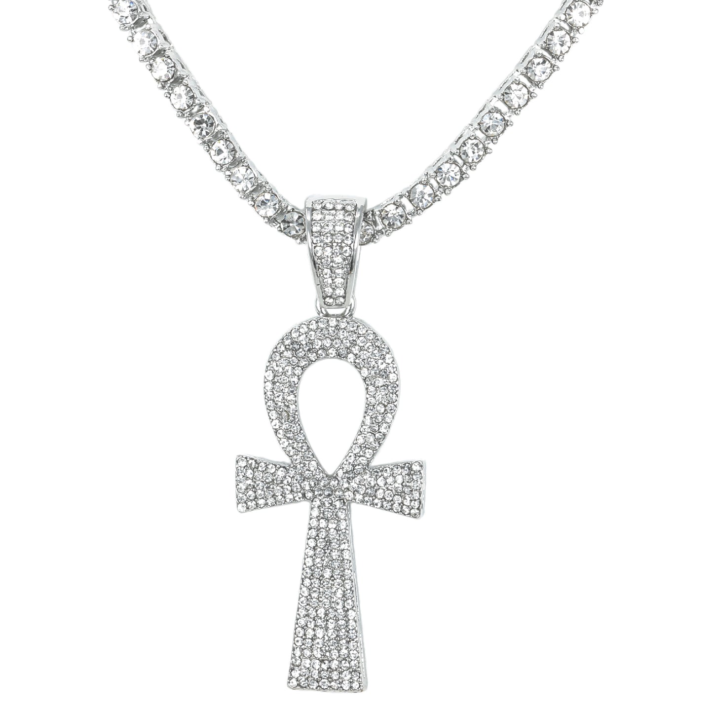 Iced Cross Pendant with 3.5mm Tennis Chain 24" - HC-710