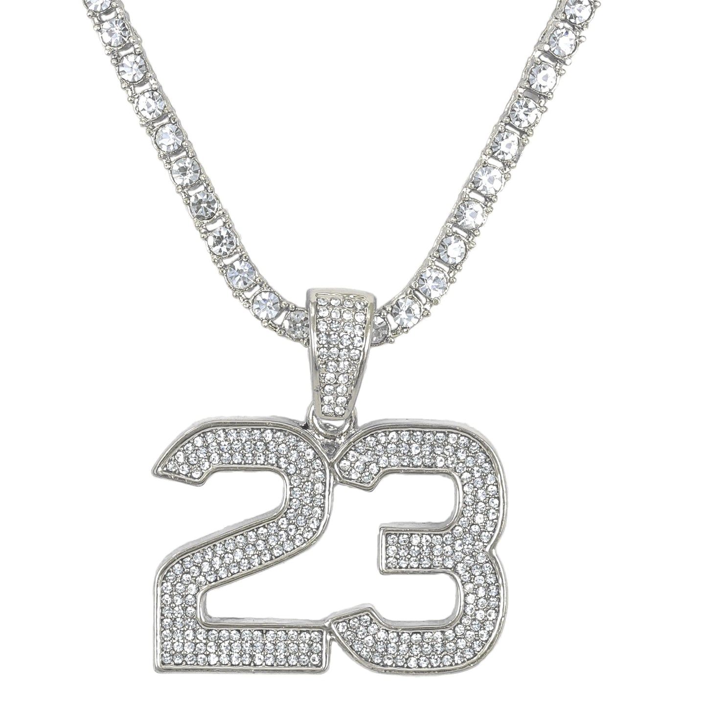 Iced 23 Pendant with 3.5mm Tennis Chain 24" - HC-711**