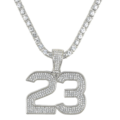 Iced 23 Pendant with 3.5mm Tennis Chain 24" - HC-711**