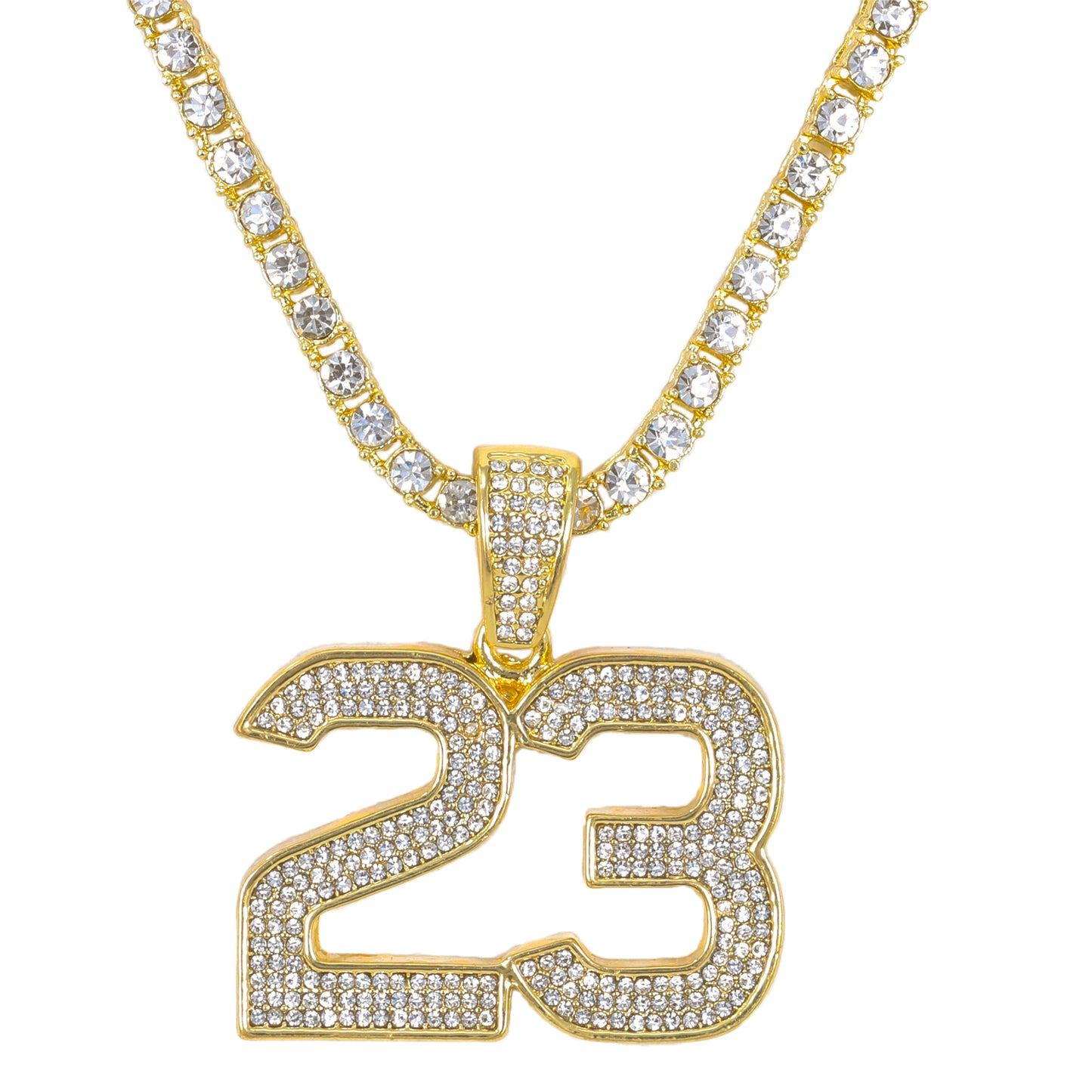 Iced 23 Pendant with 3.5mm Tennis Chain 24" - HC-711**