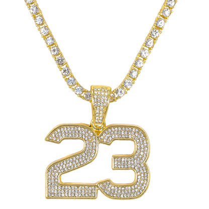 Iced 23 Pendant with 3.5mm Tennis Chain 24" - HC-711**