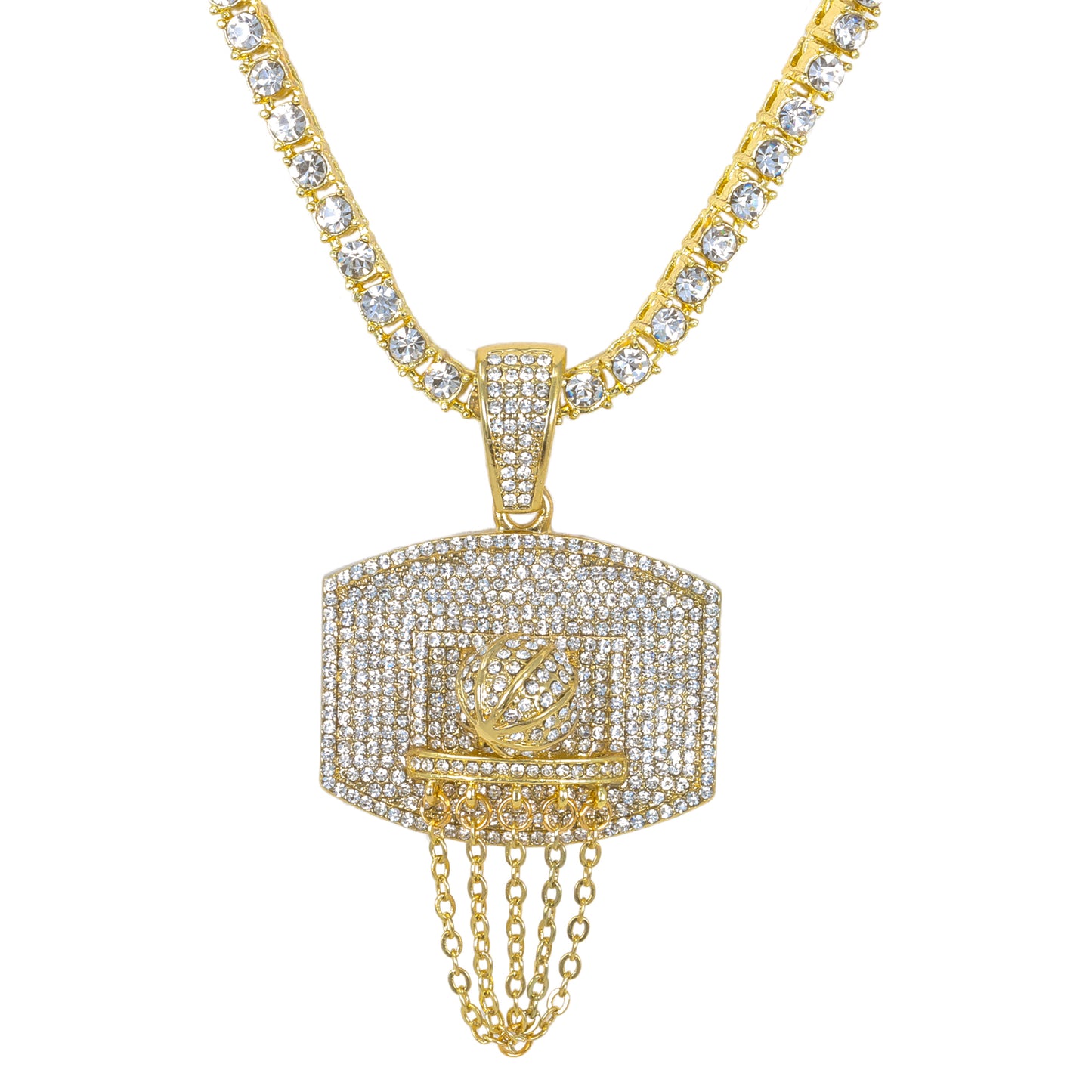 Iced Basketball Pendant with 3.5mm Tennis Chain 24" - HC-712**