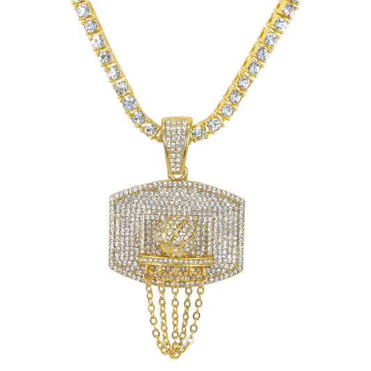 Iced Basketball Pendant with 3.5mm Tennis Chain 24" - HC-712**