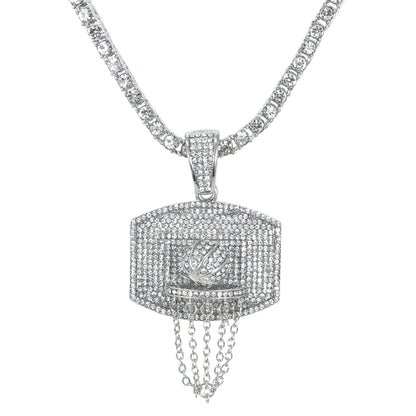 Iced Basketball Pendant with 3.5mm Tennis Chain 24" - HC-712**