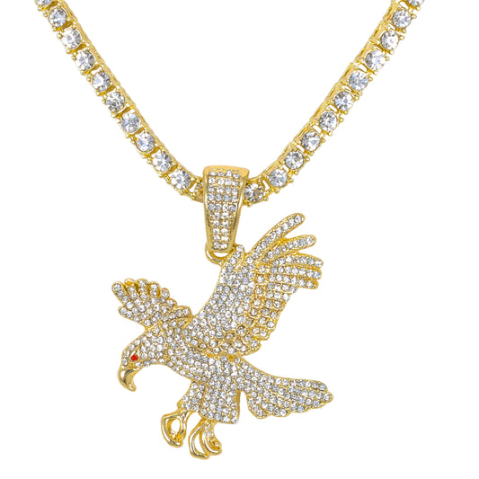 Iced Eagle Pendant with 3.5mm Tennis Chain 24" - HC-714**