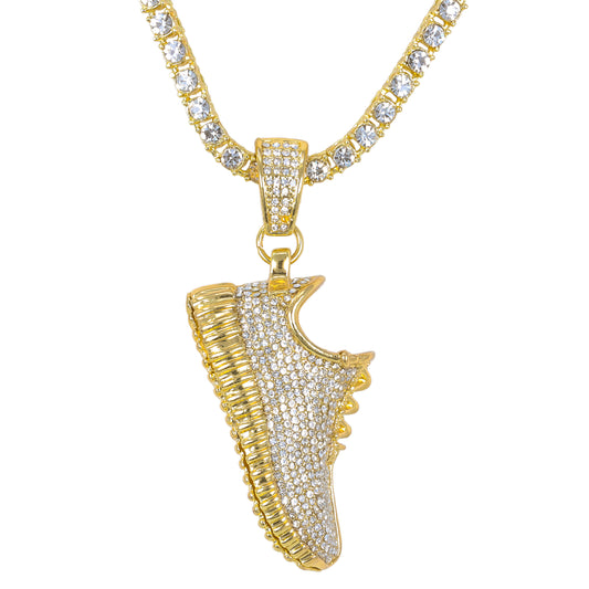 Iced Sneaker Pendant with 3.5mm Tennis Chain 24" - HC-718