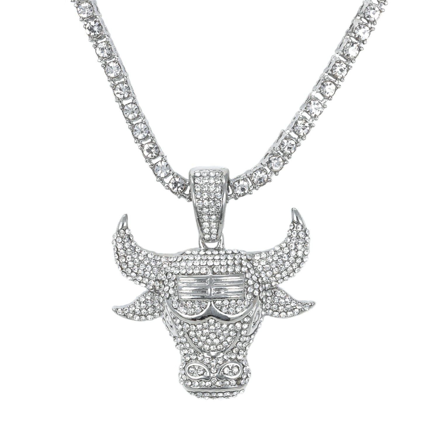 Iced Bull Pendant with 3.5mm Tennis Chain 24" - HC-719**