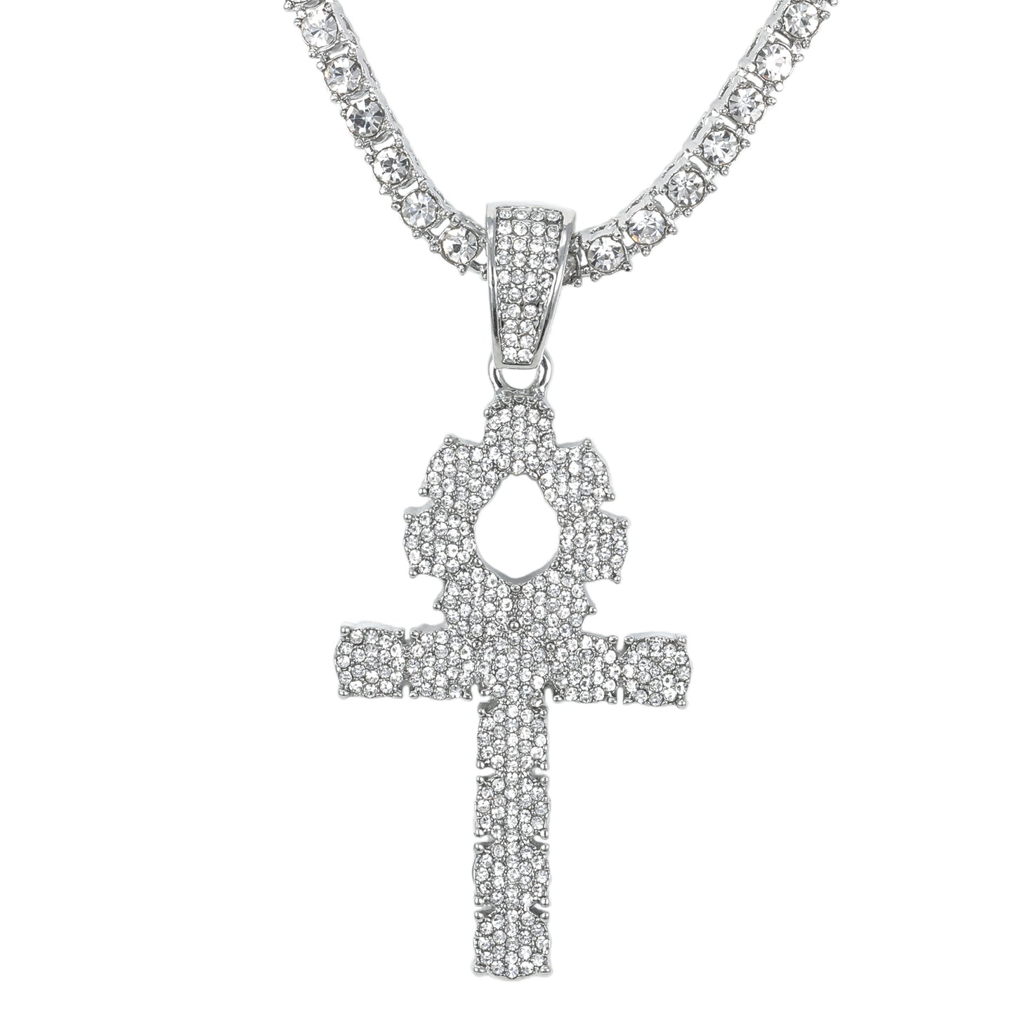 Iced Cross Pendant with 3.5mm Tennis Chain 24" - HC-722**