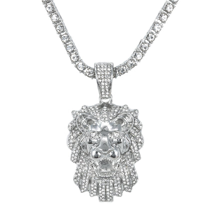 Iced Lion Pendant with 3.5mm Tennis Chain 24" - HC-724
