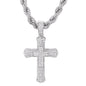 Iced Large Cross Pendant with 8mm Rope Chain 24" - HC-8001