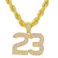 Iced Large 23 Pendant with 8mm Rope Chain 24" - HC-8004
