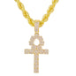 Iced Large Cross Pendant with 8mm Rope Chain 24" - HC-8021**