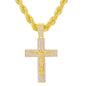 Iced Large Cross Pendant with 8mm Rope Chain 24" - HC-8022