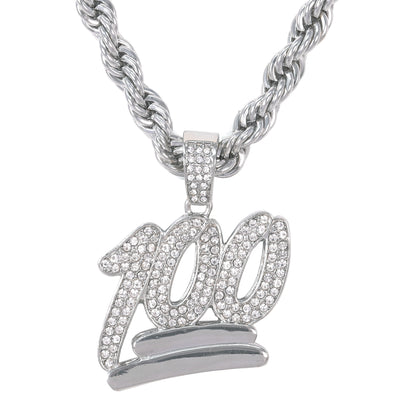 Iced Large Novelty Pendant with 8mm Rope Chain 24" - HC-8030