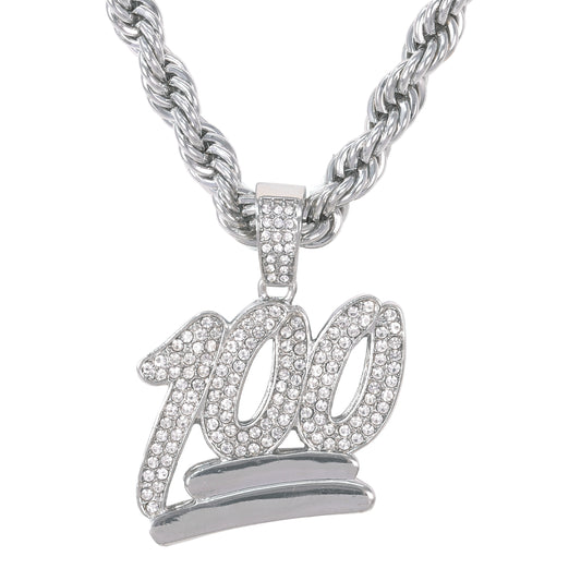 Iced Large Novelty Pendant with 8mm Rope Chain 24" - HC-8030