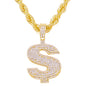 Iced Large Money Pendant with 8mm Rope Chain 24" - HC-8033