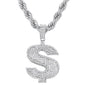 Iced Large Money Pendant with 8mm Rope Chain 24" - HC-8033
