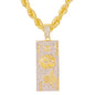 Iced Large Money Pendant with 8mm Rope Chain 24" - HC-8034