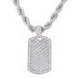 Iced Large Tag Pendant with 8mm Rope Chain 24" - HC-8036**