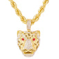 Iced Large Cheetah Pendant with 8mm Rope Chain 24" - HC-8037**
