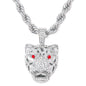Iced Large Cheetah Pendant with 8mm Rope Chain 24" - HC-8037**