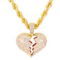 Iced Large Love Pendant with 8mm Rope Chain 24" - HC-8038