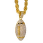 Iced Large Football Pendant with 8mm Rope Chain 24" - HC-8041**