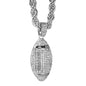 Iced Large Football Pendant with 8mm Rope Chain 24" - HC-8041**