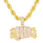 Iced Large Money Pendant with 8mm Rope Chain 24" - HC-8042