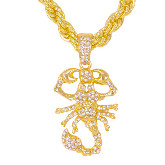 Iced Large Scorpion Pendant with 8mm Rope Chain 24" - HC-8045**