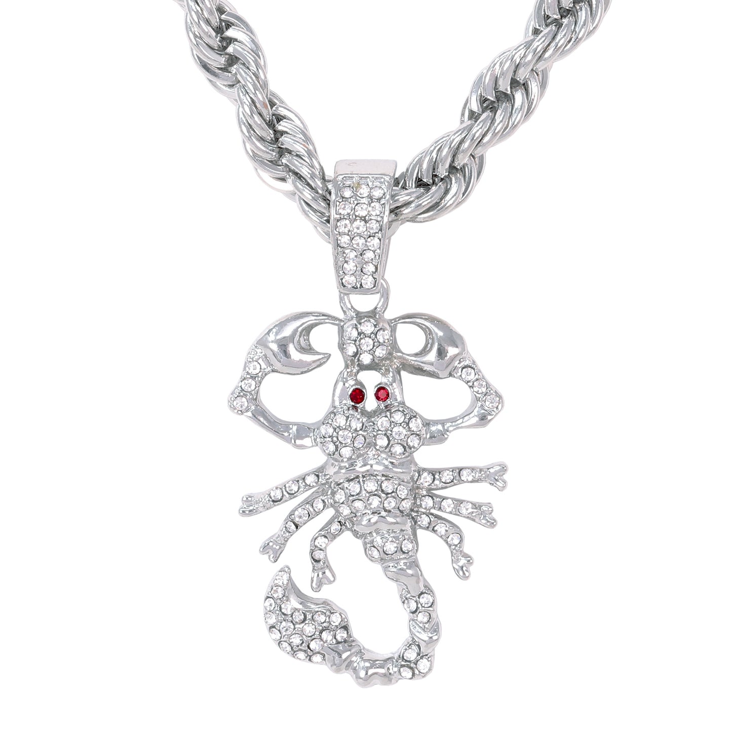 Iced Large Scorpion Pendant with 8mm Rope Chain 24" - HC-8045**